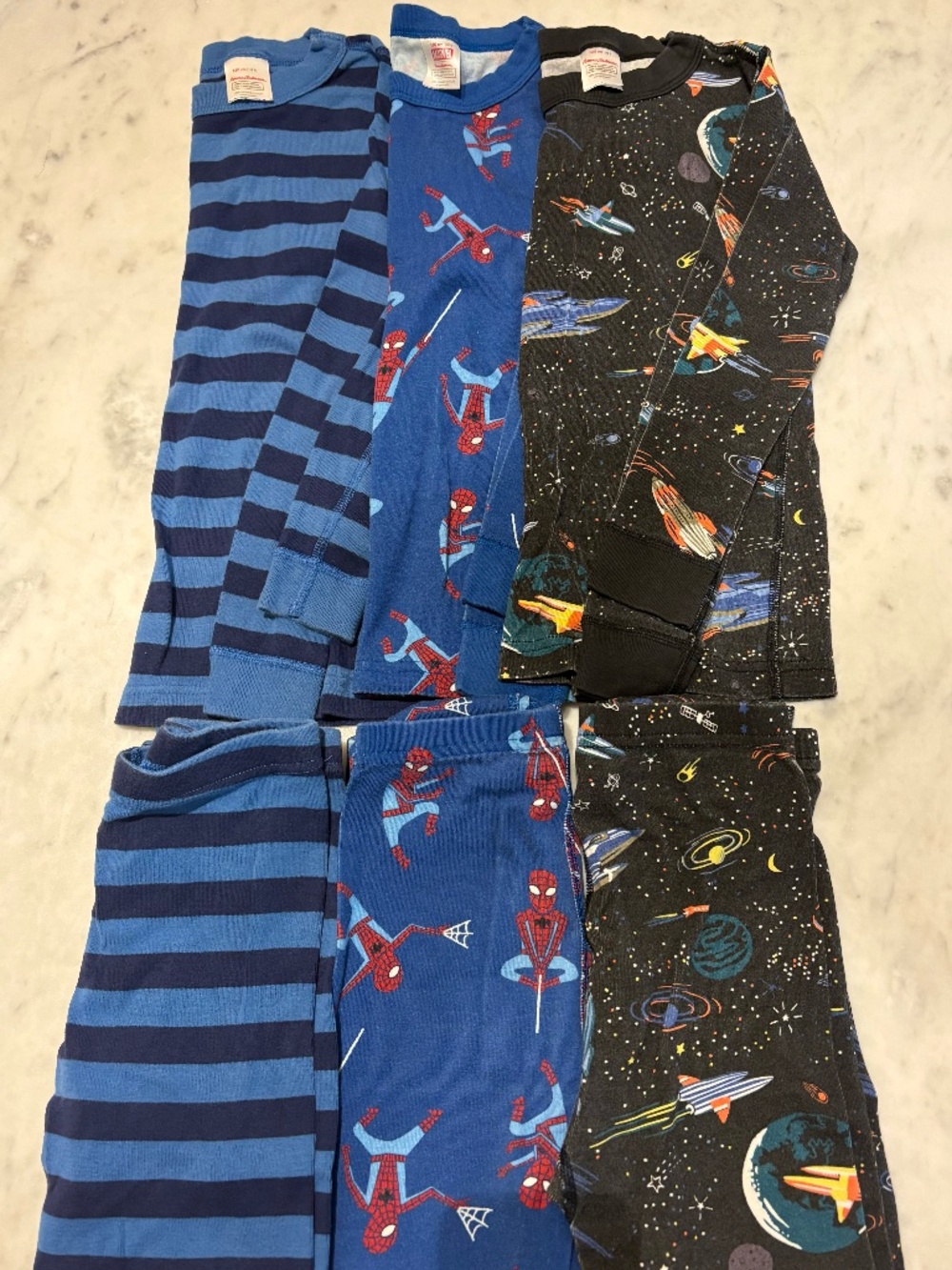 Hanna Andersson Long John Pajamas 130 (8) Marvel Spider-Man Space Stripe